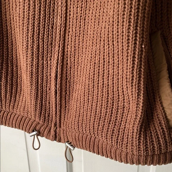 Kohls FLX Light Brown Ribbed Chenille Zip-Up Commuter Oversized Sweater Jacket - Picture 5 of 6